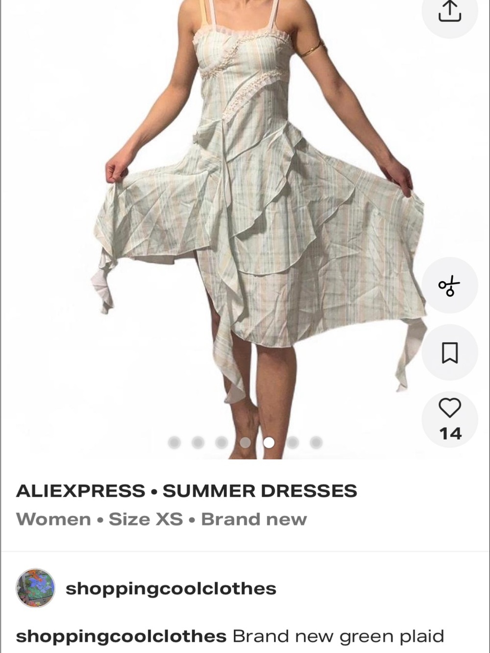 Express Pastel Stripe Asymmetrical Ruffle Sundress - Mint & Peach - Picture 5 of 7